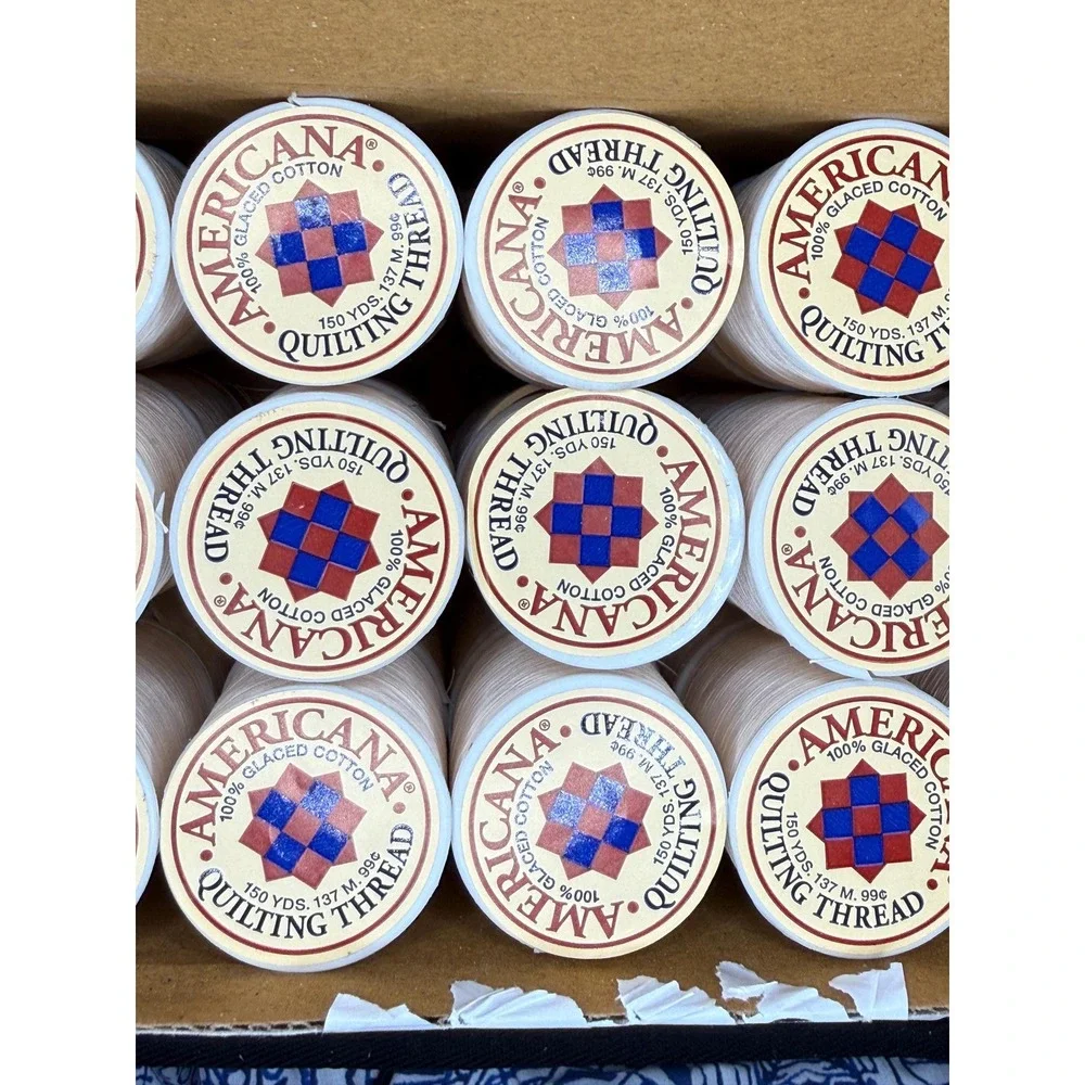 Lot of 10 - Americana 100%‎ GLACED COTTON  Quilting Thread - 075 NATURAL -New